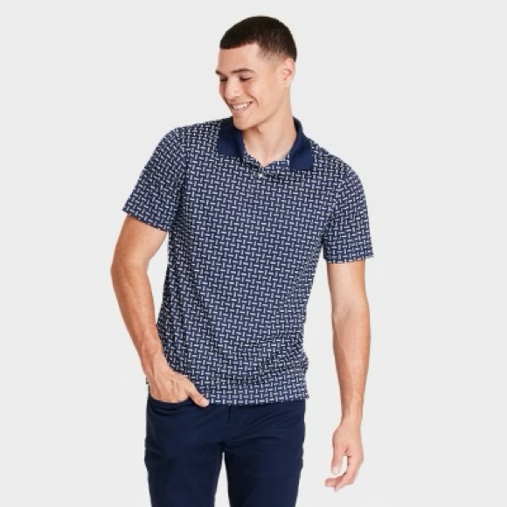 Goodfellow Men's Blue Patterned Polo Shirt Size Small
New With Tags